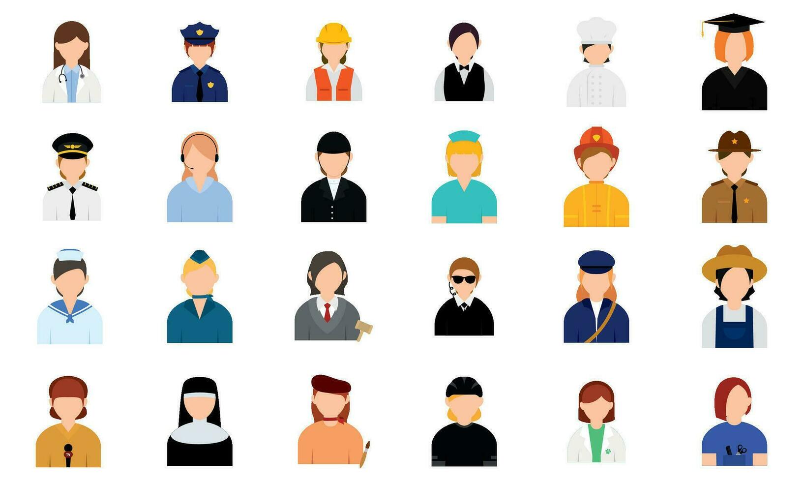 Set of abstract characters with different professions Vector