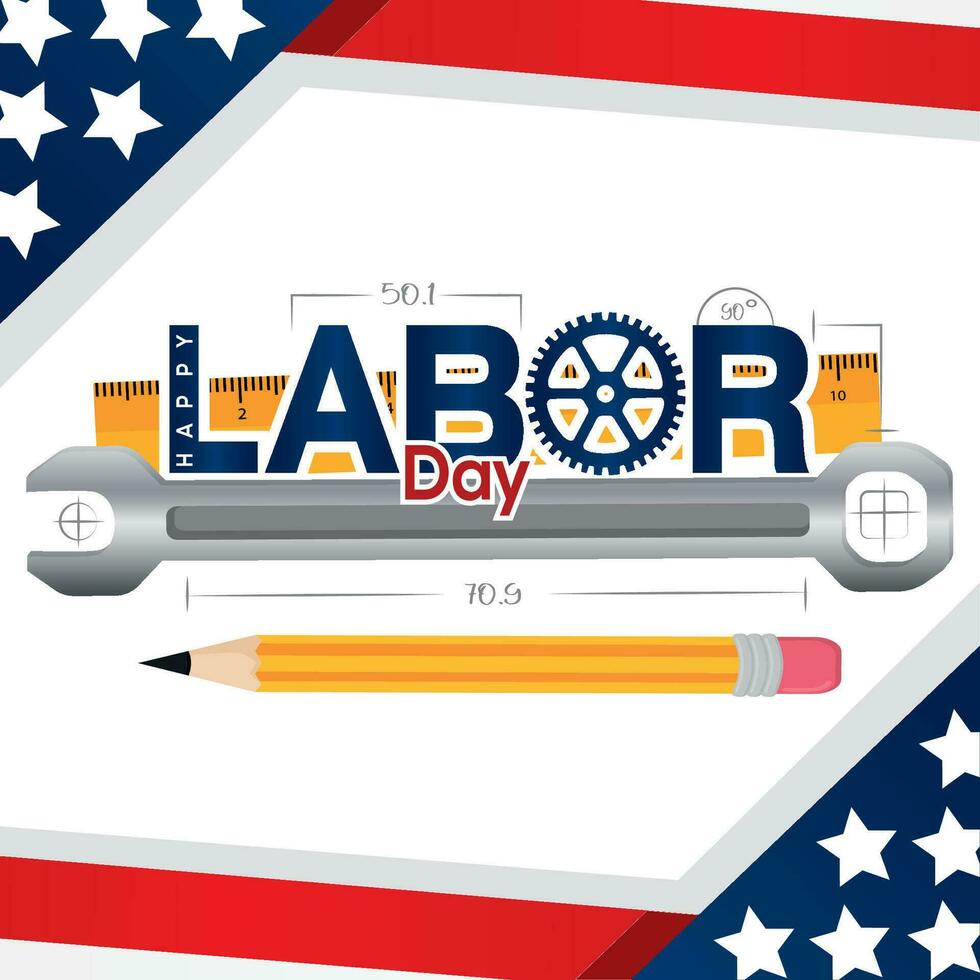 Colored labor day template with construction tools Vector