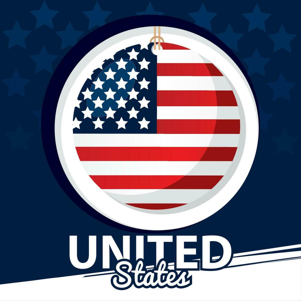 Isolated badge with the flag of United States Vector