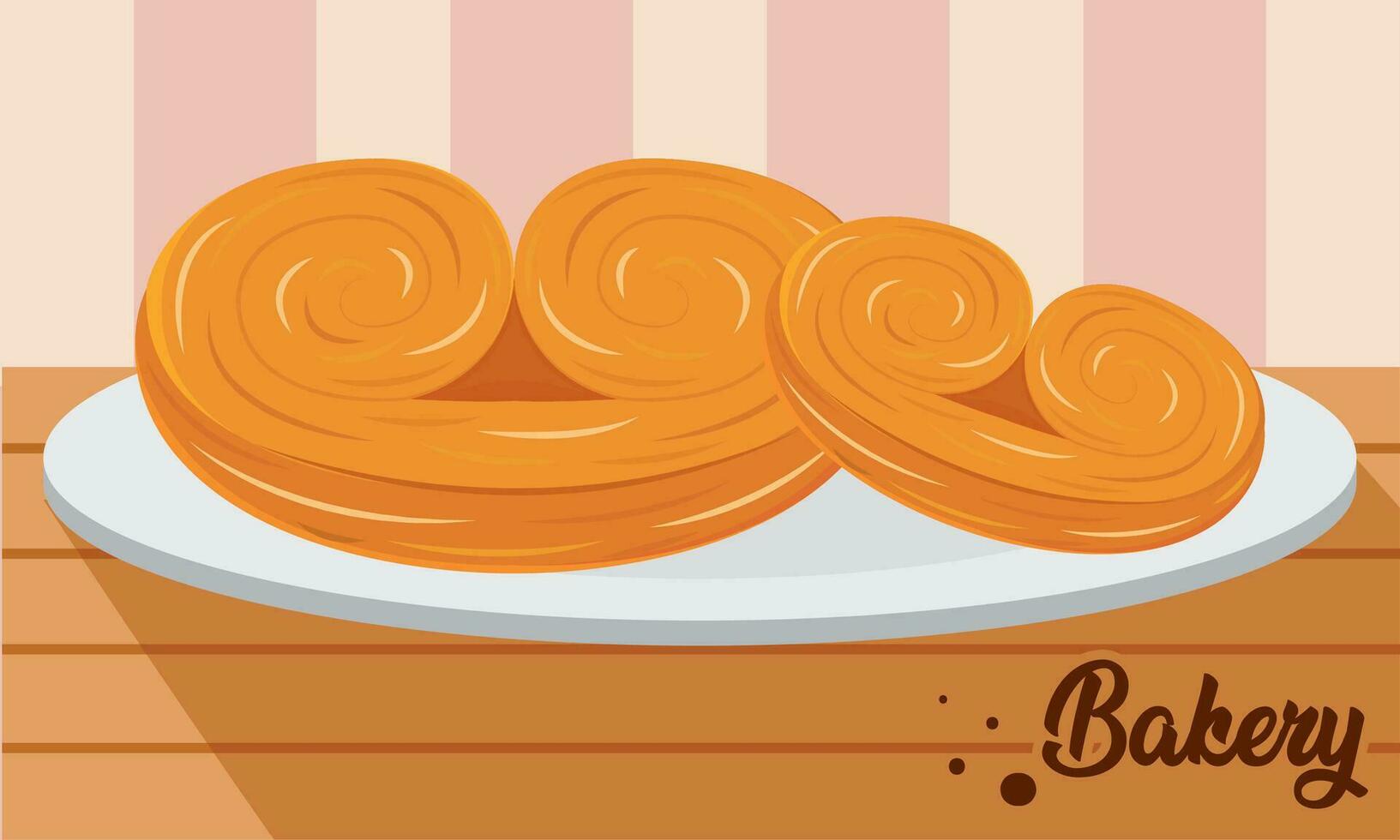 Isolated butter palmier french bakery product on a table Vector