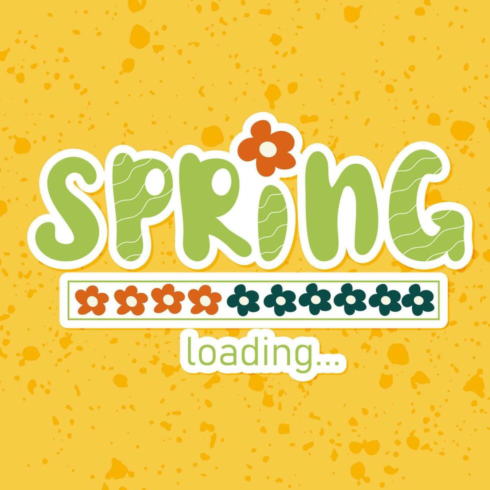 Spring loading. Handwritten slogan with progress bar vector