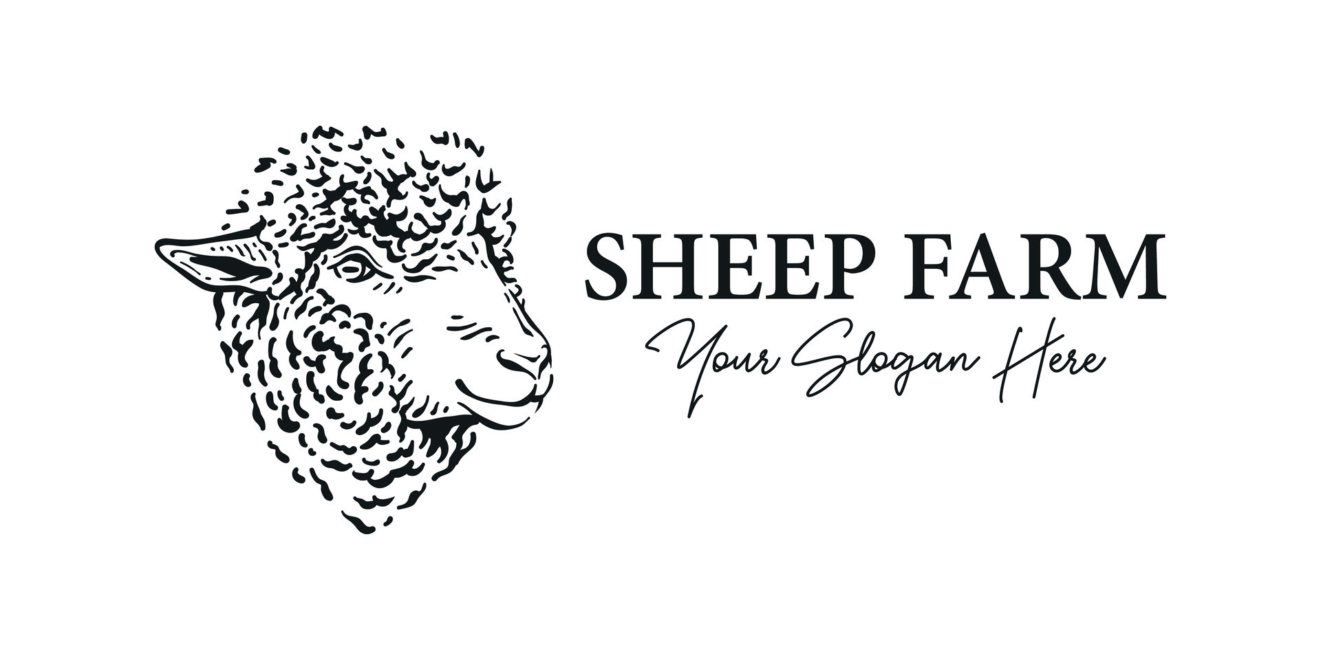 Awesome sheep head illustration vintage logo vector portrait lamb face