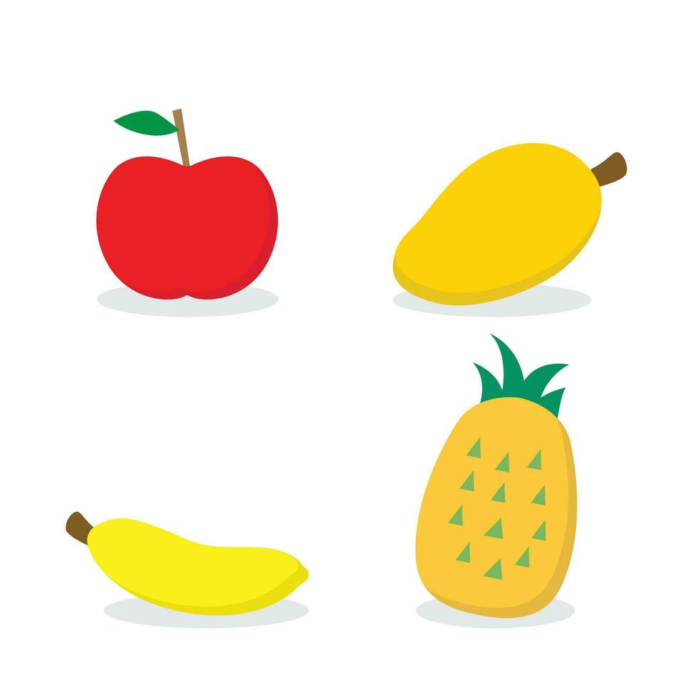 vector frutas colección en plano diseño
