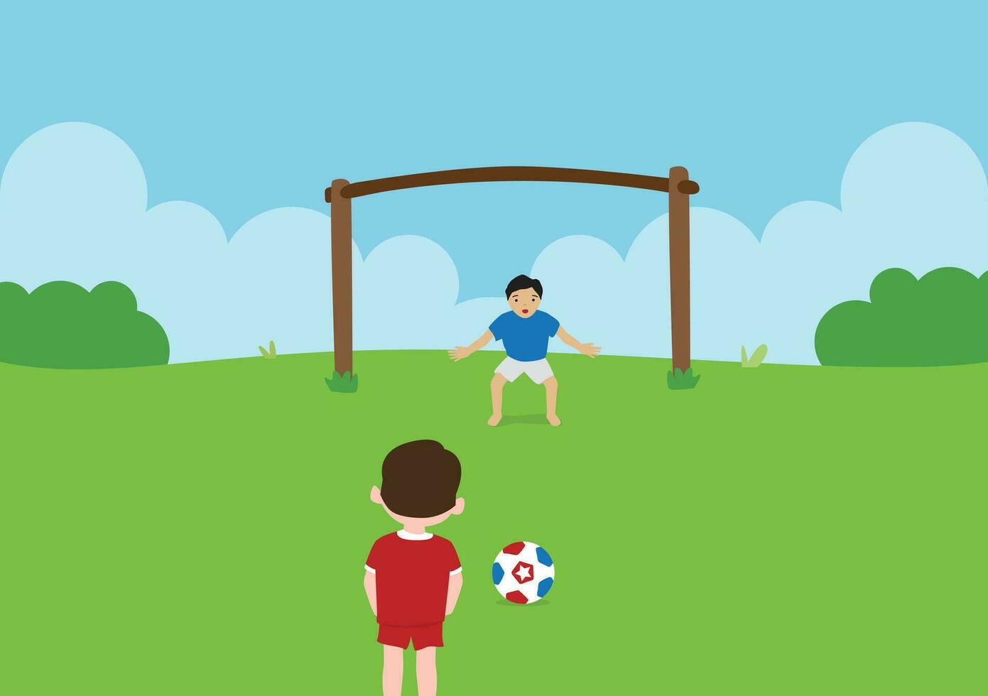 vector Niños jugando fútbol en el parque