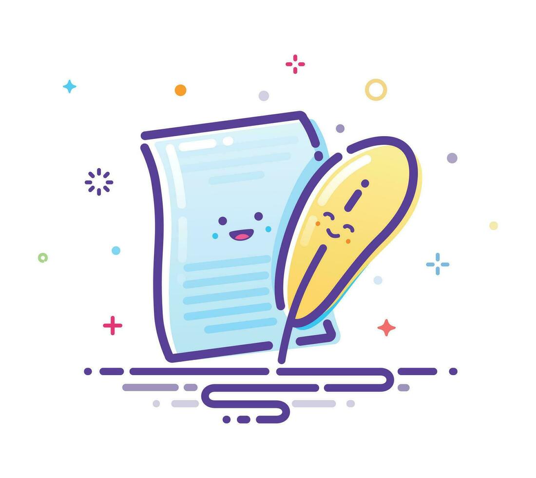 Cute illustration of pen and sheet vector