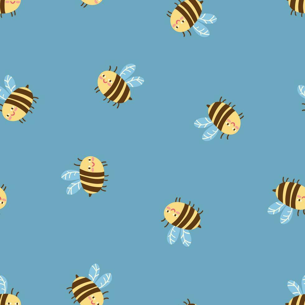 Cartoon bees vector seamless pattern