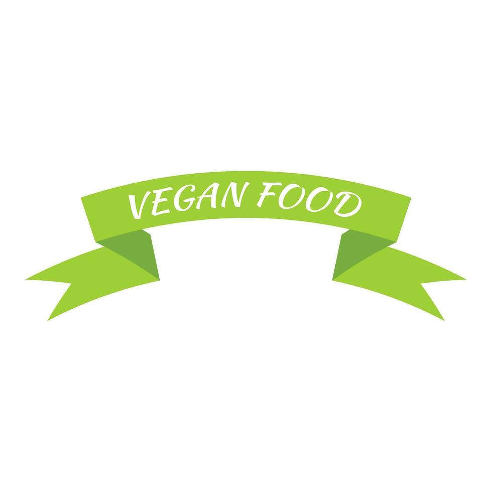 Vegan food sticker, label, badge and logo. Ecology icon. Logo template for vegan product. Vector illustration isolated on white background