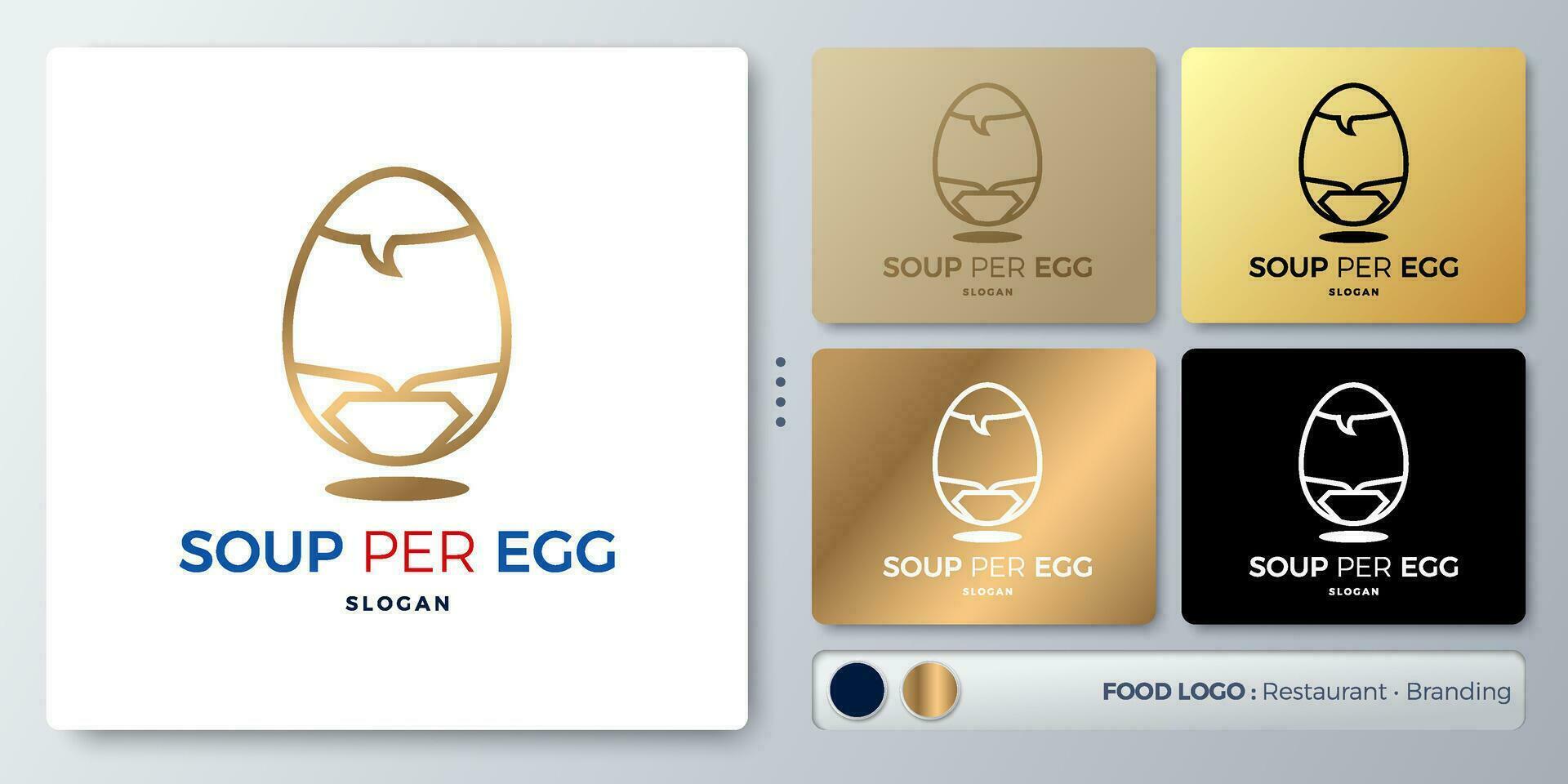 Soup per Egg illustration Logo design isoleted. Blank name for insert your Branding. Designed with examples for all kinds of applications. You can used for company, indentity, restaurant, noodle shop. vector