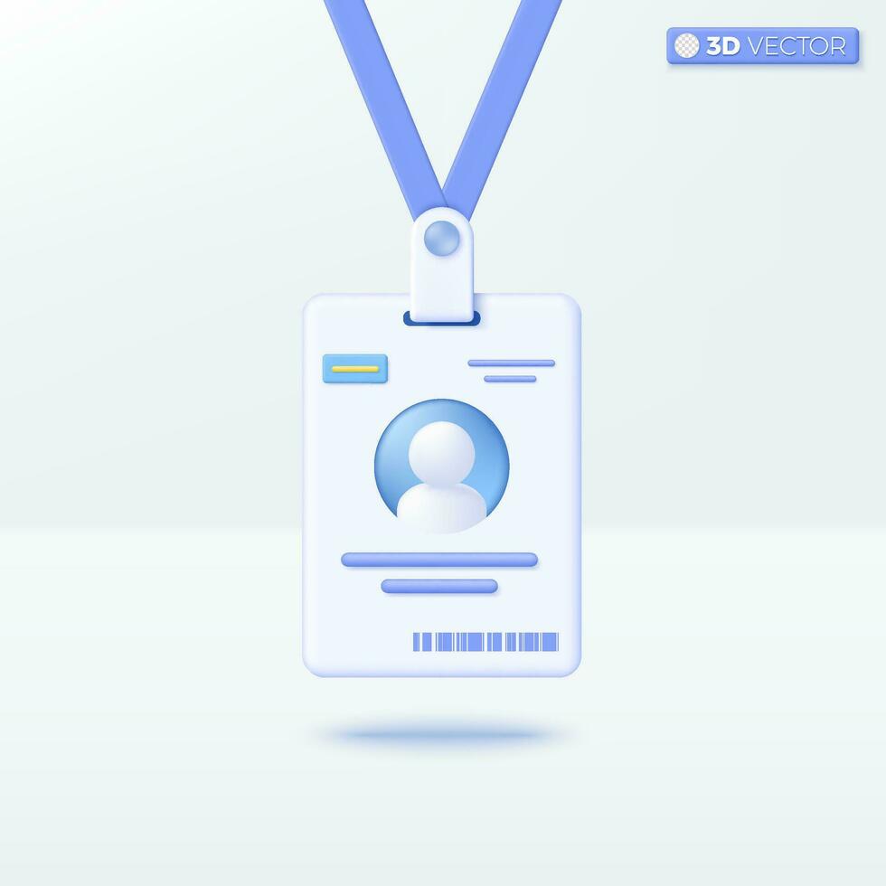 Press or employee card icon symbols. Identity badge, properly licensed, be allowed concept. 3D vector isolated illustration design. Cartoon pastel Minimal style. You can used for sign design ux, ui.