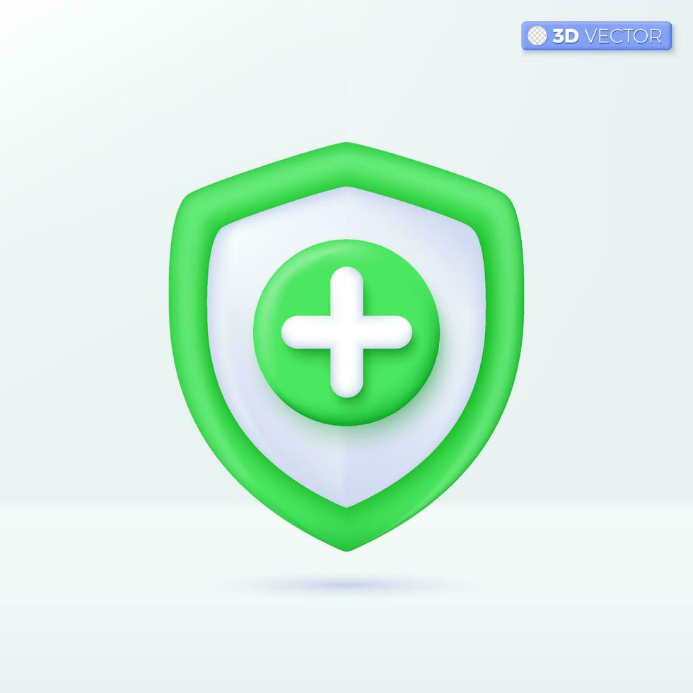 Medical guard shield icon symbols. immune, medical, Protect, Health insurance concept. 3D vector isolated illustration design. Cartoon pastel Minimal style. You can used for design ux, ui, print ad.