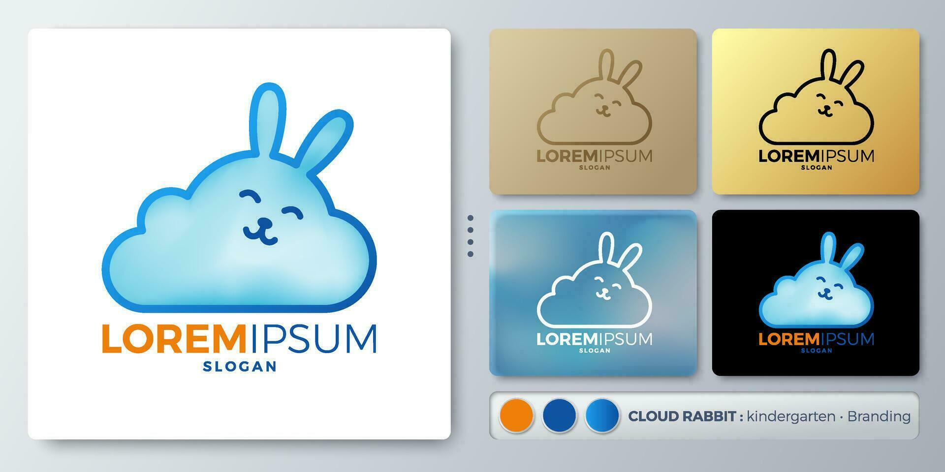 Conejo dormir en nube vector ilustración logo diseño. blanco nombre para insertar tu marca. diseñado con ejemplos para todas tipos de aplicaciones usted lata usado para compañía, identidad, bebé comercio, guardería