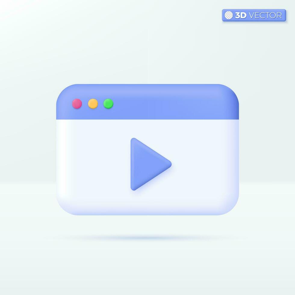 Play icon symbols. music button, play video or audio, streaming, multimedia concept. 3D vector isolated illustration design. Cartoon pastel Minimal style. You can used for design ux, ui, print ad.