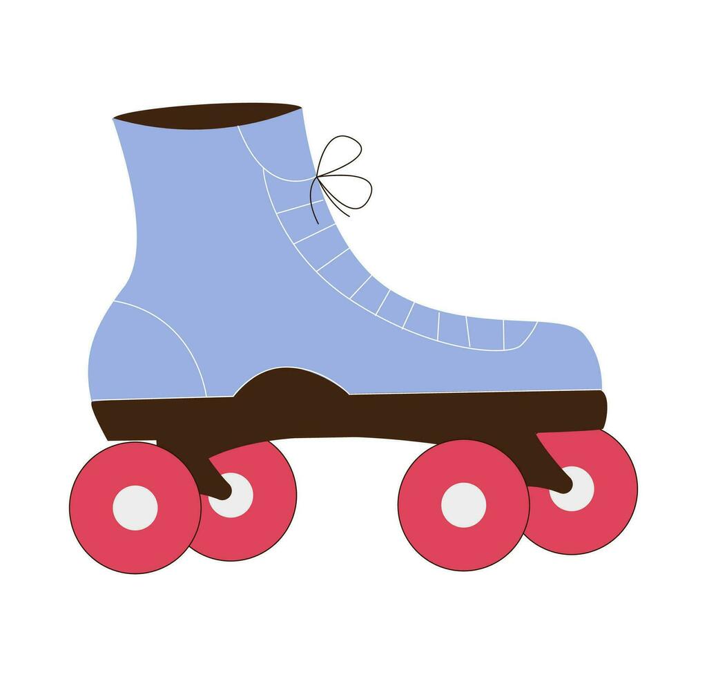 Roller skating shoe retro flat vector illustration.