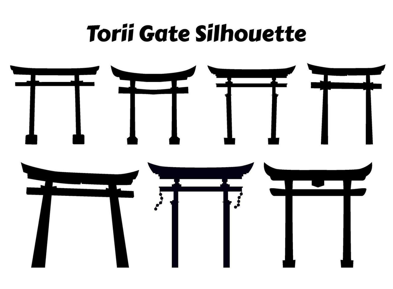 torii portón silueta. Japón puerta. conjunto de torii portón silueta. torii puertas vector