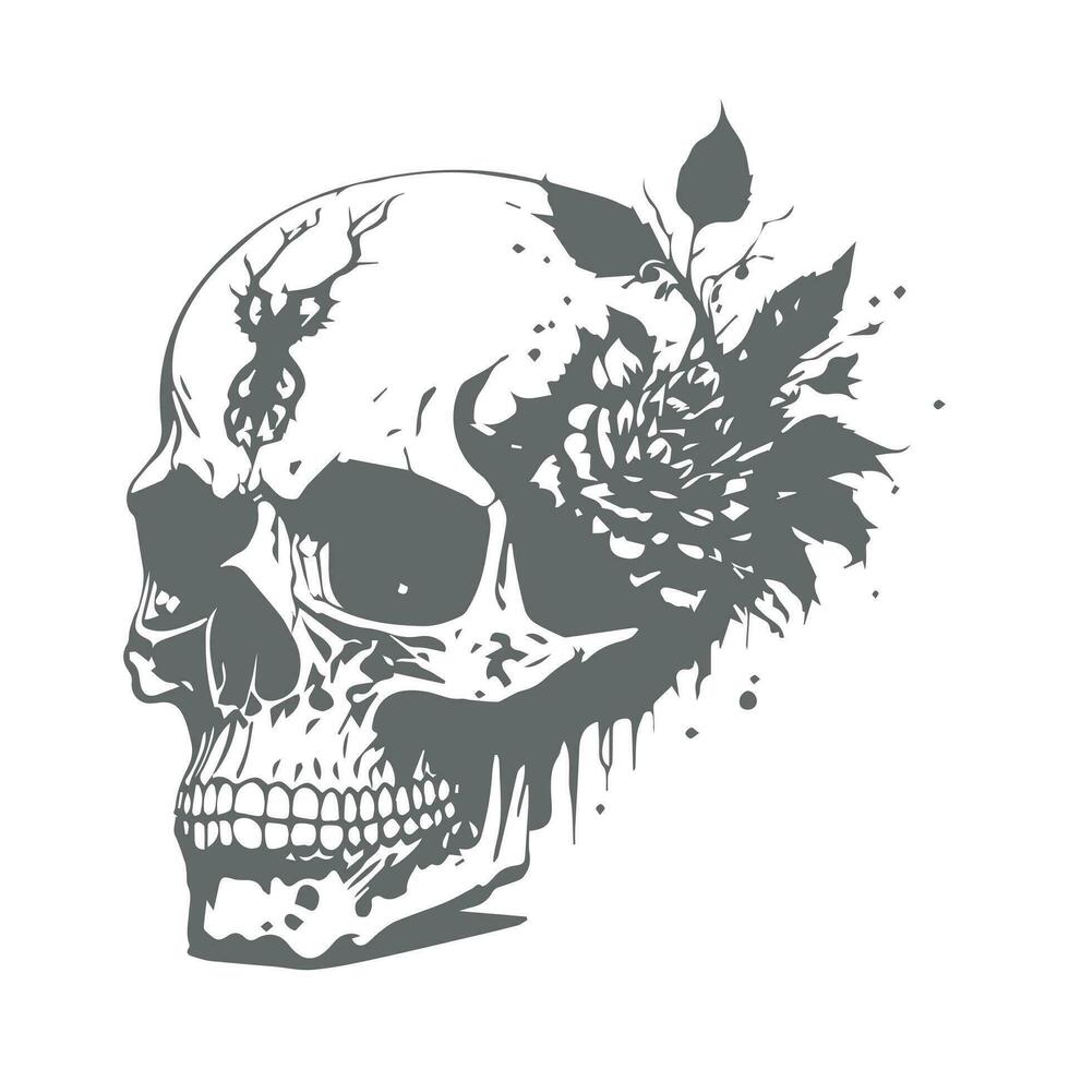 de miedo Clásico calaveras conjunto aislado. cráneo aislado tatuaje. mano dibujado línea Arte vector ilustración. cráneo Clásico diseño. negro y blanco. horizontal vector tatuaje colocar. resumen cráneo tatuaje.