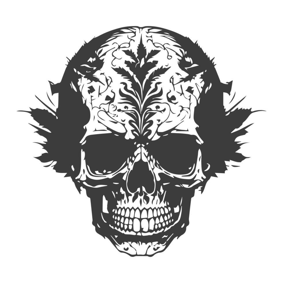 Scary vintage skulls set isolated. Skull isolated tattoo. Hand drawn line art vector illustration. skull vintage design. Black and white. Horizontal vector tattoo set. Abstract skull tattoo. photo