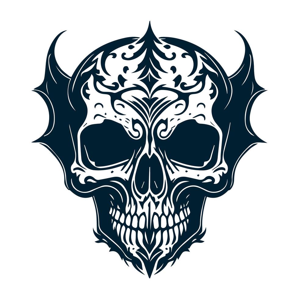 de miedo Clásico calaveras conjunto aislado. cráneo aislado tatuaje. mano dibujado línea Arte vector ilustración. cráneo Clásico diseño. negro y blanco. horizontal vector tatuaje colocar. resumen cráneo tatuaje. foto