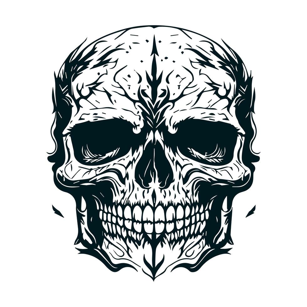 de miedo Clásico calaveras conjunto aislado. cráneo aislado tatuaje. mano dibujado línea Arte vector ilustración. cráneo Clásico diseño. negro y blanco. horizontal vector tatuaje colocar. resumen cráneo tatuaje. foto