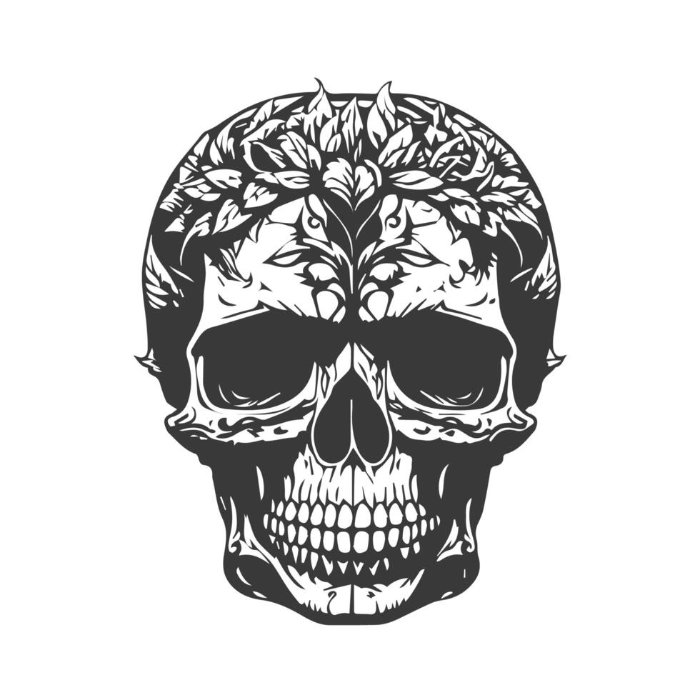 Scary vintage skulls set isolated. Skull isolated tattoo. Hand drawn line art vector illustration. skull vintage design. Black and white. Horizontal vector tattoo set. Abstract skull tattoo. photo