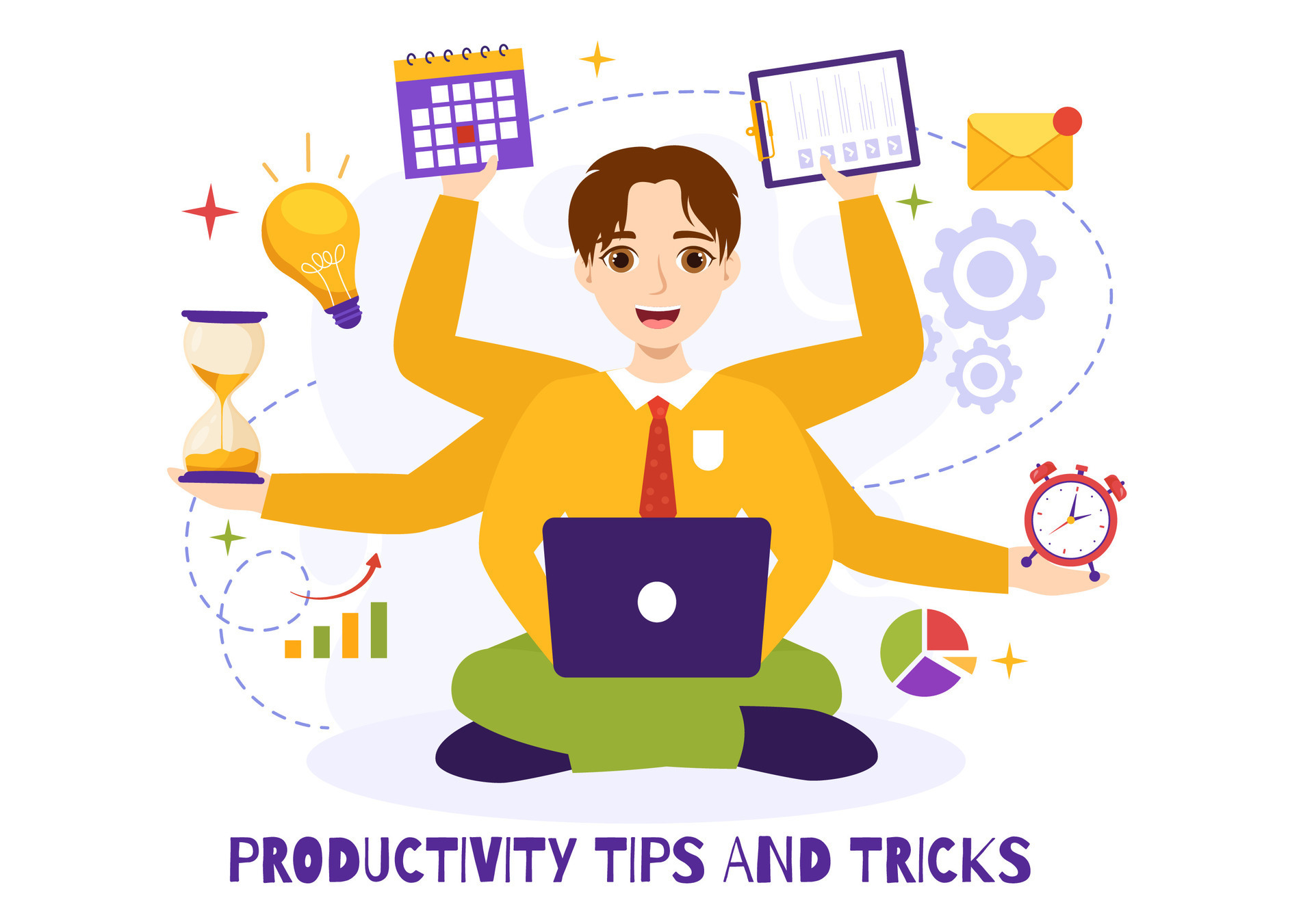 Productivity Tips and Trick Vector Illustration with Marketing Product ...