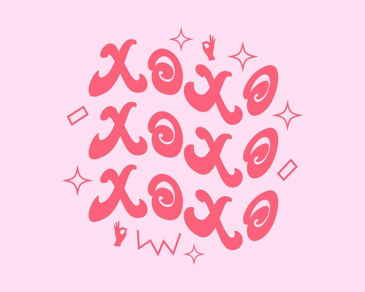 xoxo lettering text vector