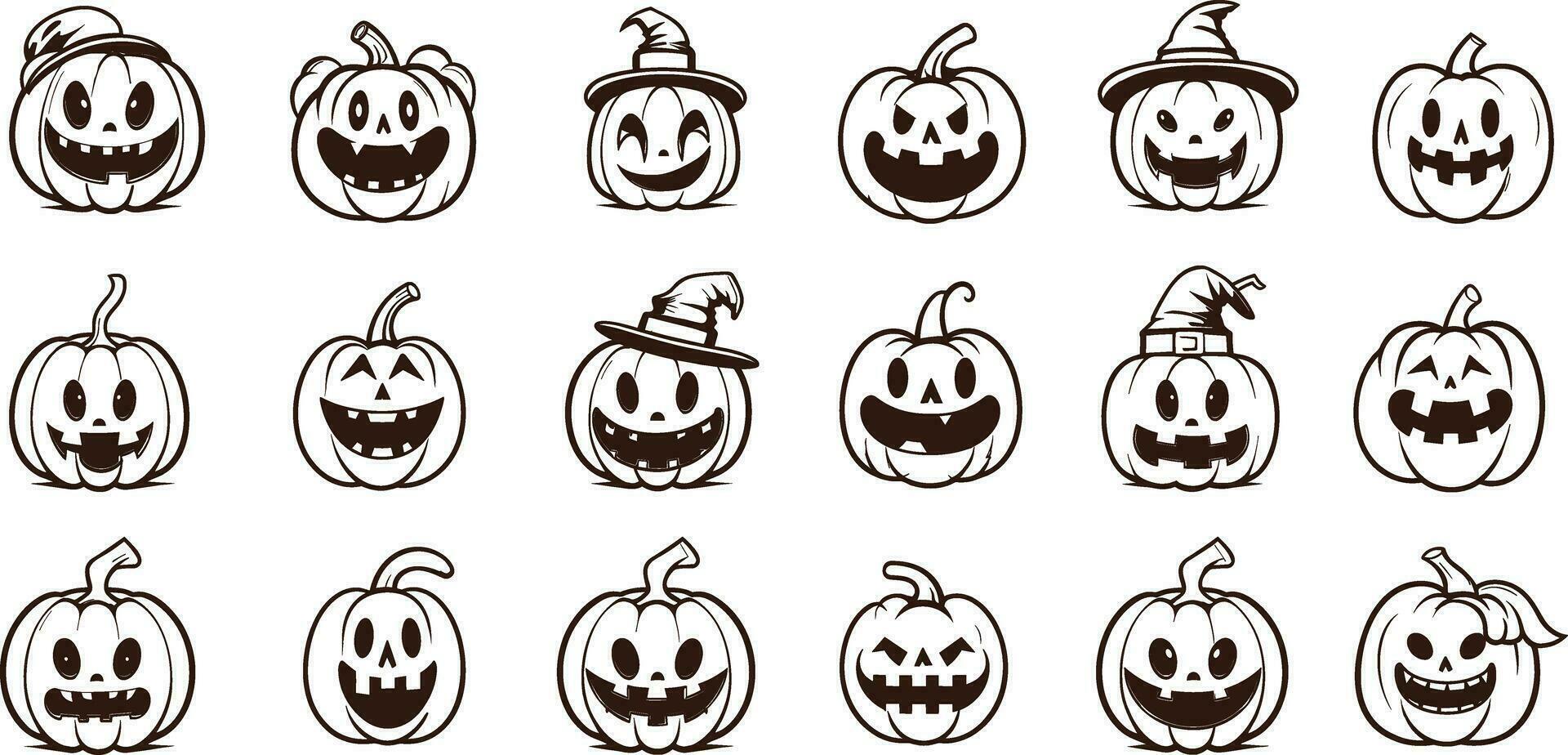 contento Víspera de Todos los Santos editable vector calabaza diseño elemento silueta conjunto aislado en un blanco antecedentes