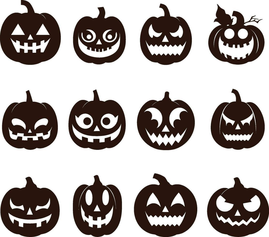 Happy halloween silhouette set collection of halloween vector elements