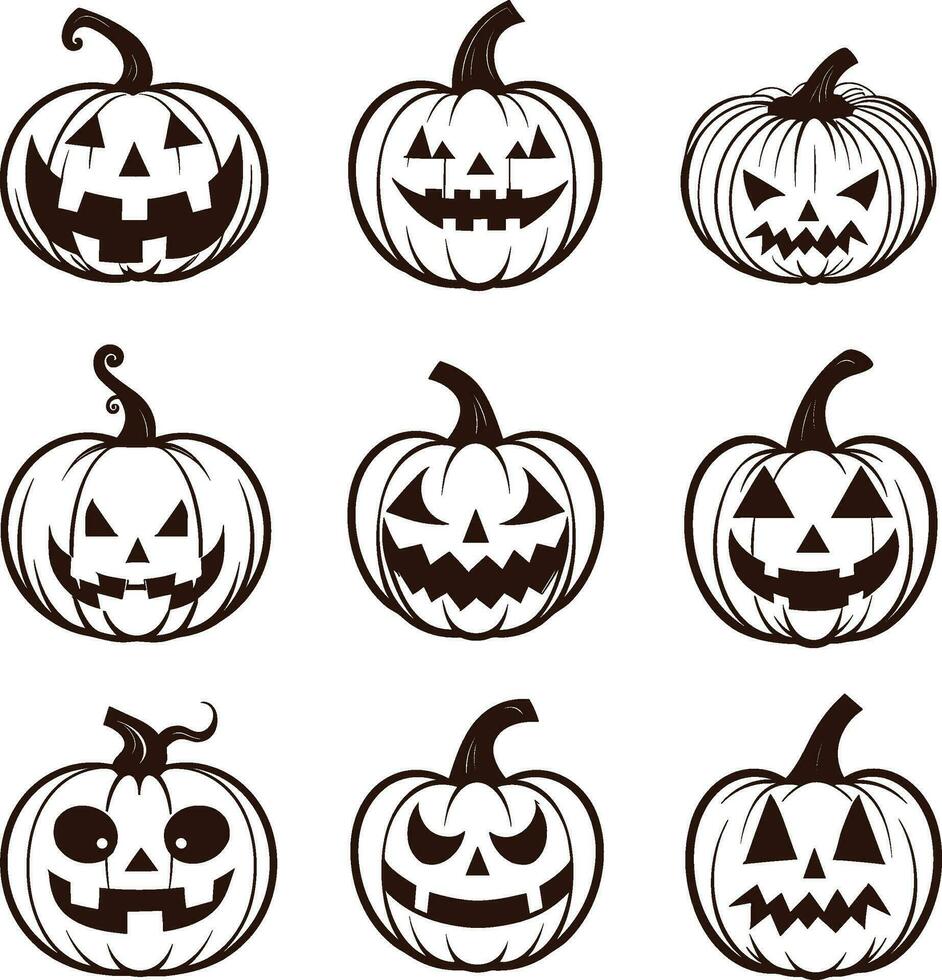 Happy halloween silhouette set collection of halloween vector elements