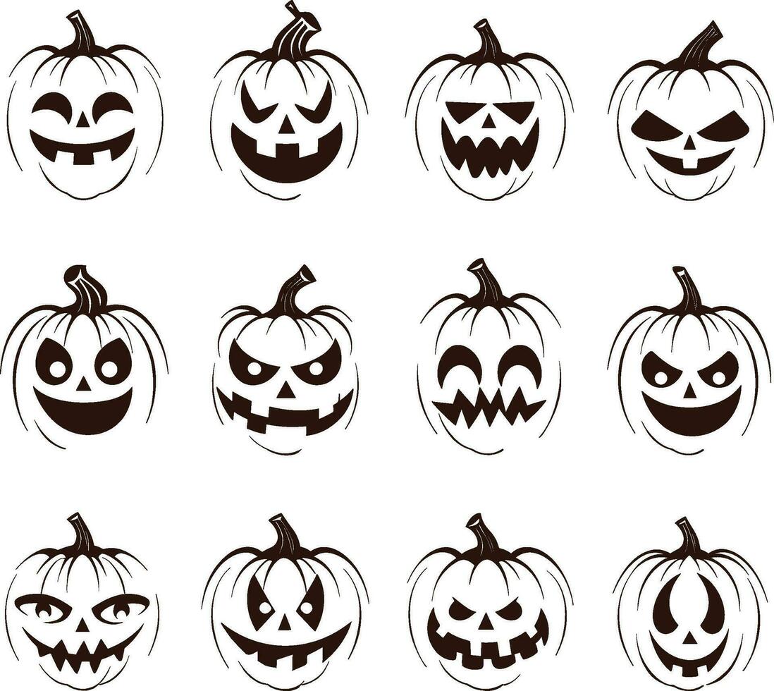 Happy halloween silhouette set collection of halloween vector elements