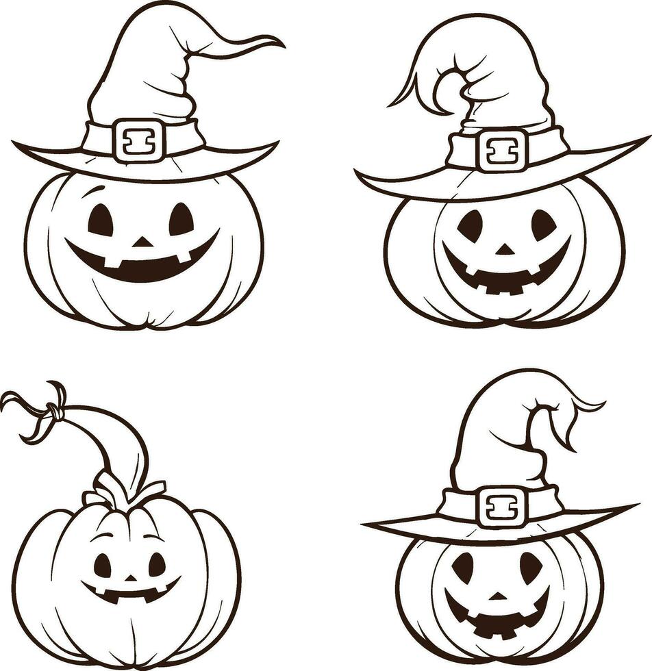 Happy halloween editable vector pumpkin design element silhouette isolated on a white background