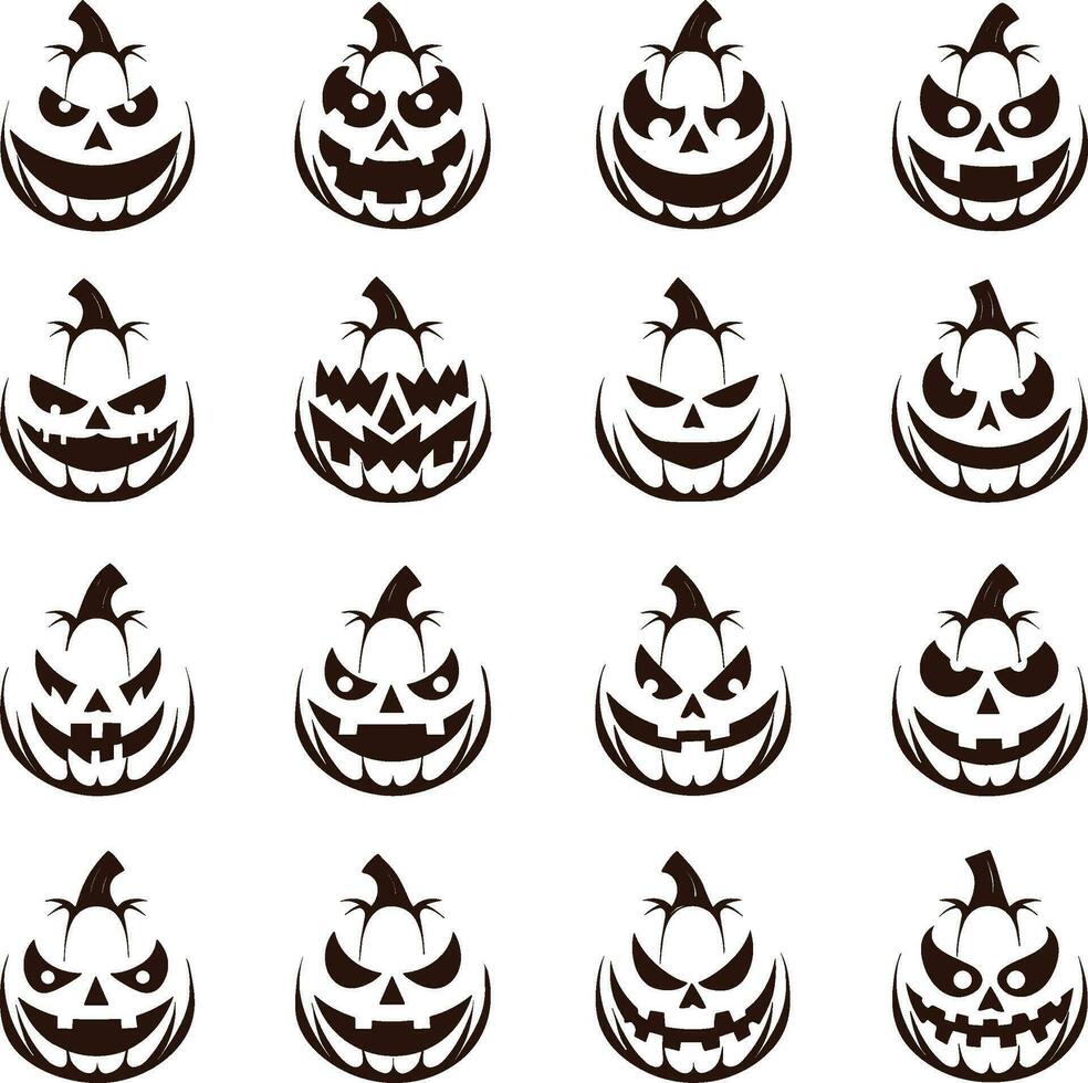 Happy halloween silhouette set collection of halloween vector elements