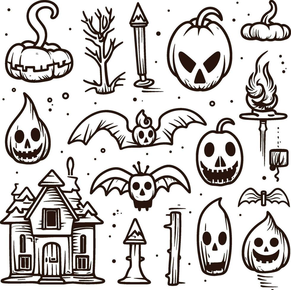 Happy halloween silhouette set collection of halloween vector elements