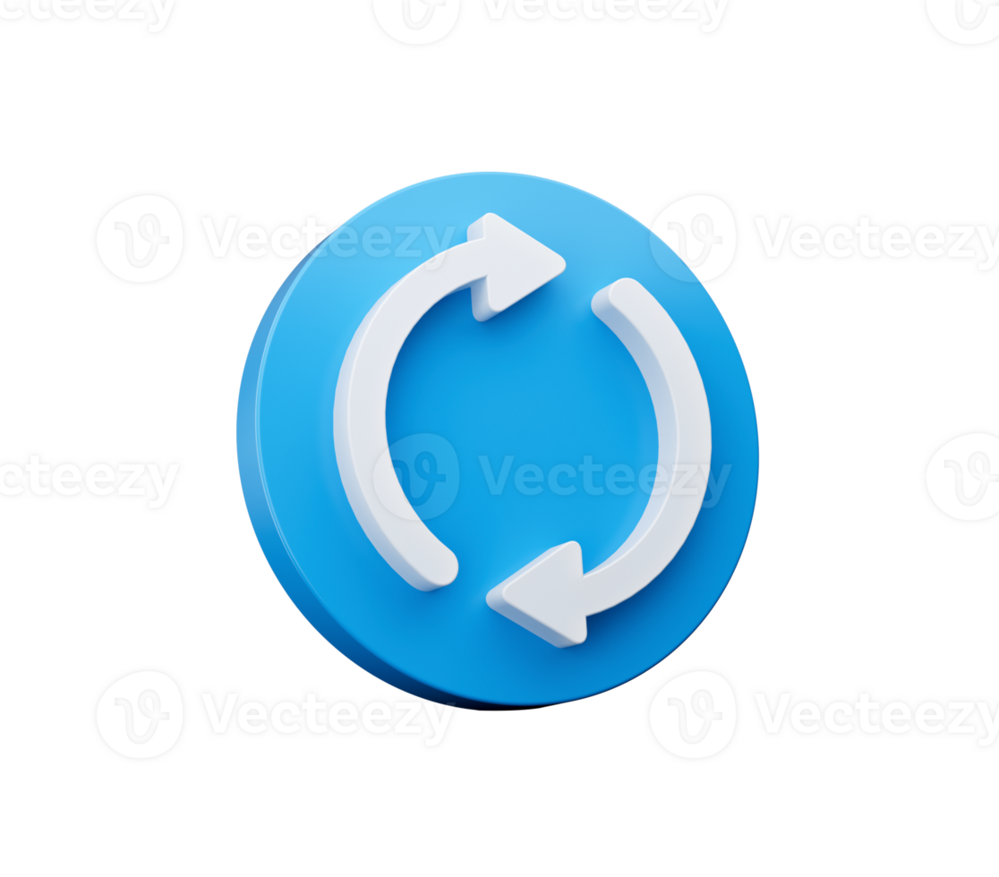 3d Blue Refresh Icon, Reload Icon Symbol, 3d Rotation Arrows, 3d illustration png