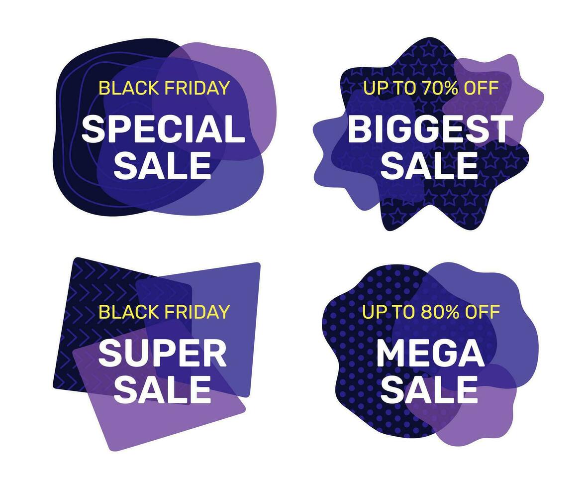 Black Friday Sale Badges Set Flat Design Element Concept vector