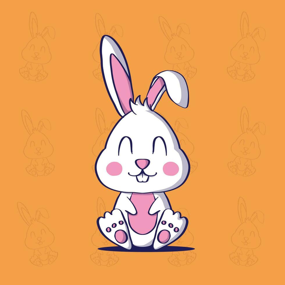 Cute Easter Bunny and Easter eggs vector illustration. Rabbit and easter eggs mascot vector illustration