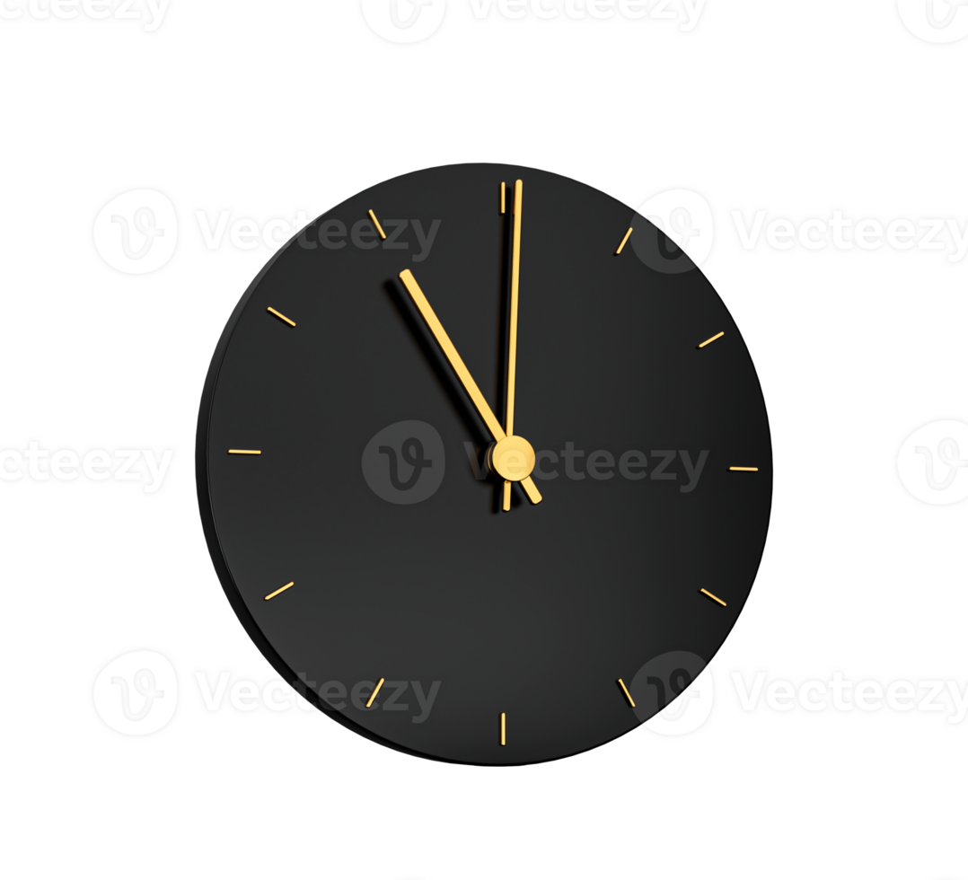 Premium Gold Clock icon 11 o clock. Time Eleven o'clock 3d illustration png