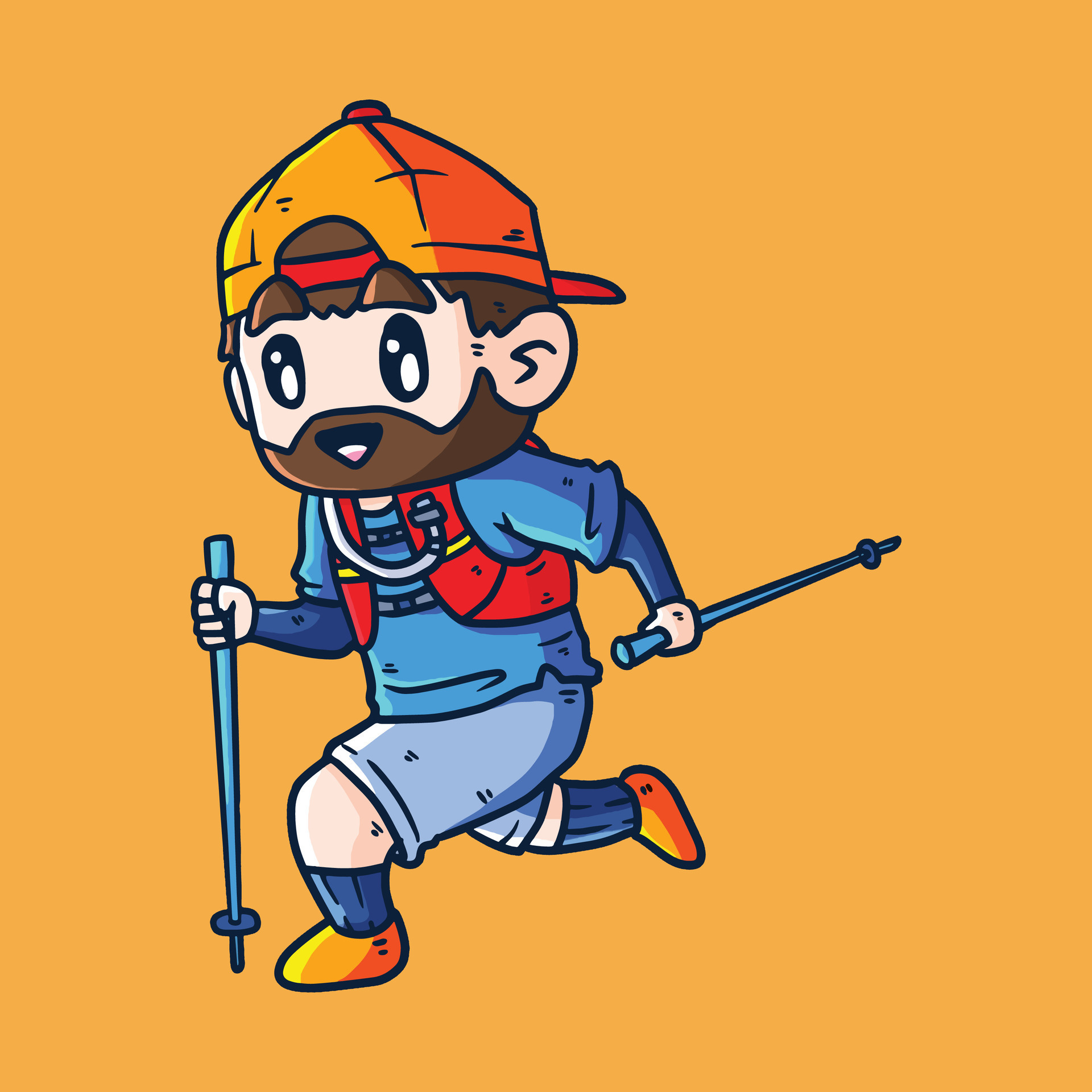 Cartoon Vector illustration of male athletes. Healthy activity and