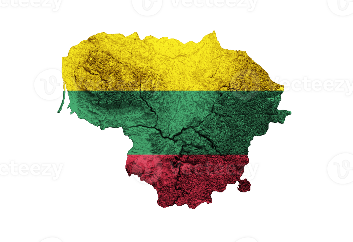 Lithuania Map Flag Shaded relief Color Height map 3d illustration png