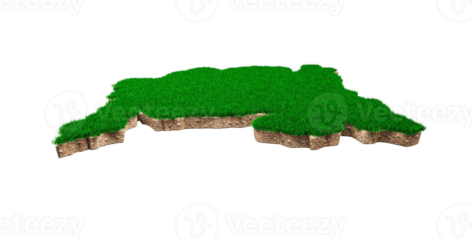 Montenegro Map soil land geology cross section with green grass and Rock ground texture 3d illustration png