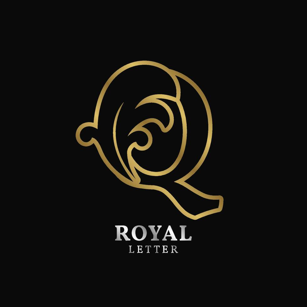 letter Q floral luxurious outline style initial vector design