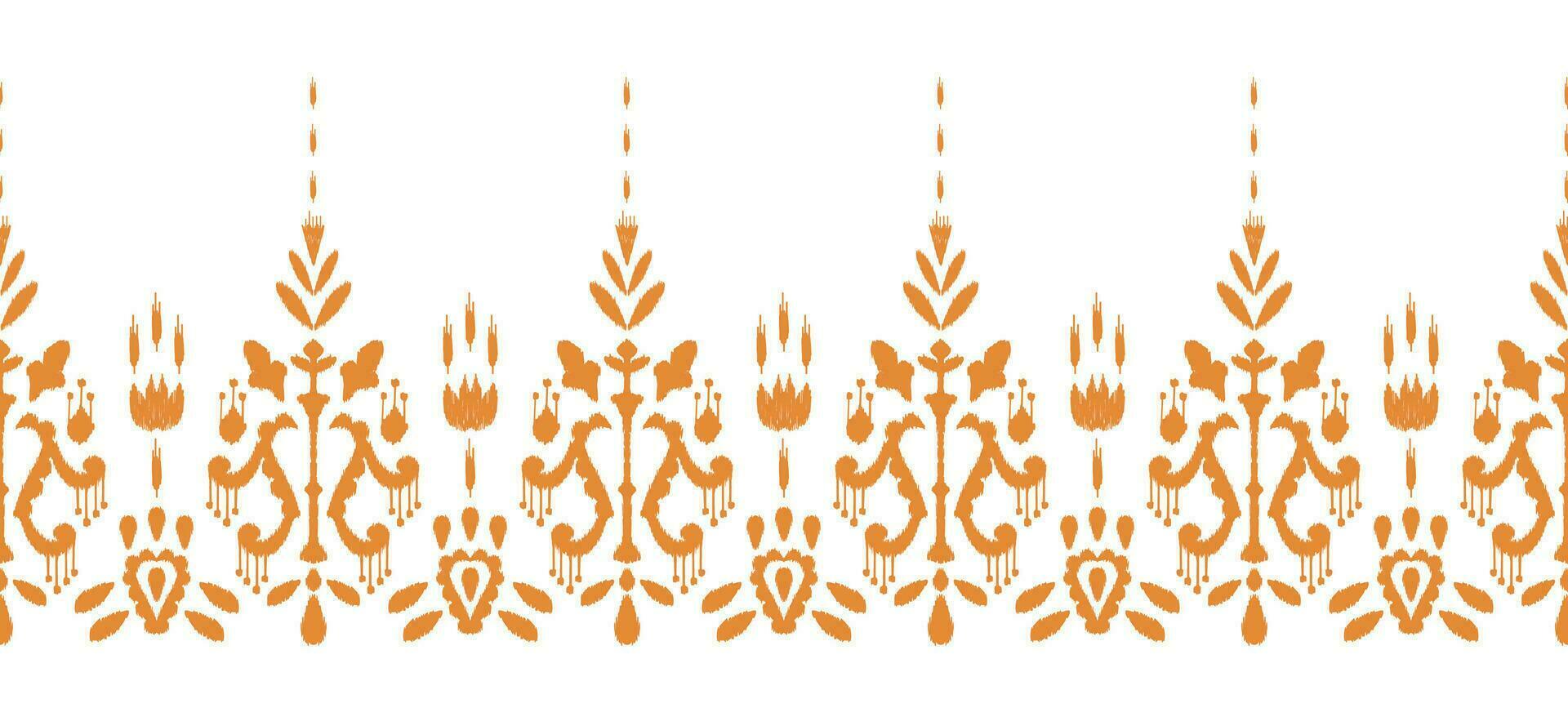Motif ethnic handmade beautiful Ikat art. Ethnic abstract floral orange background art. folk embroidery, Peruvian, Indian, Asia, Moroccan, Turkey, and Uzbek style. Aztec geometric art ornament print. vector