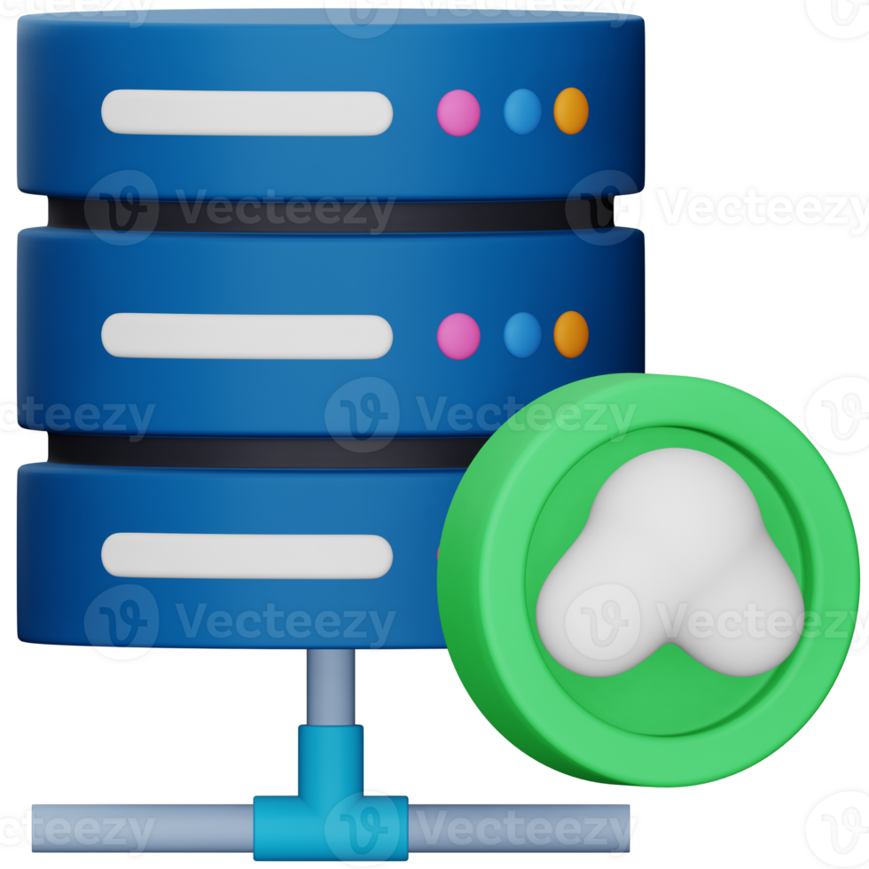 Cloud database 3d rendering isometric icon. png