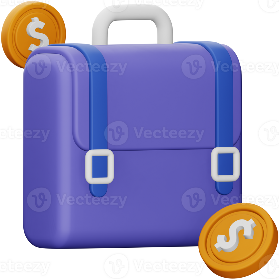 Business briefcase 3d rendering isometric icon. png