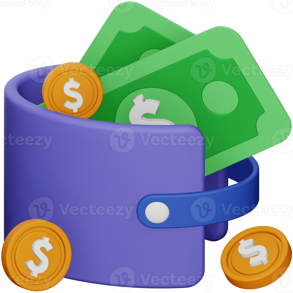 Wallet 3d rendering isometric icon. png