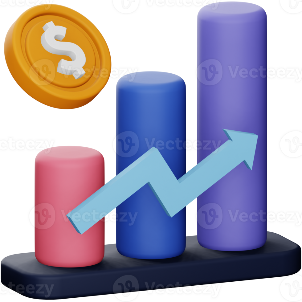 Business chart 3d rendering isometric icon. png
