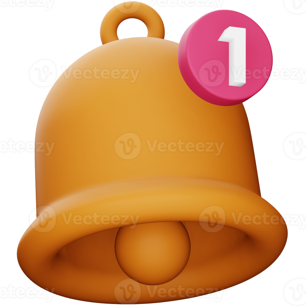 Bell notification 3d rendering isometric icon. png