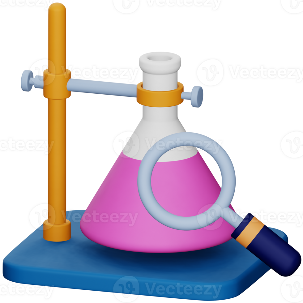 Analysis flask research 3d rendering isometric icon. png