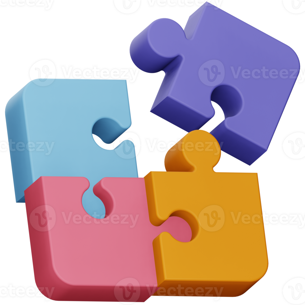 Puzzle 3d rendering isometric icon. png