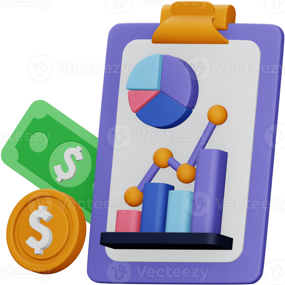 Business report 3d rendering isometric icon. png