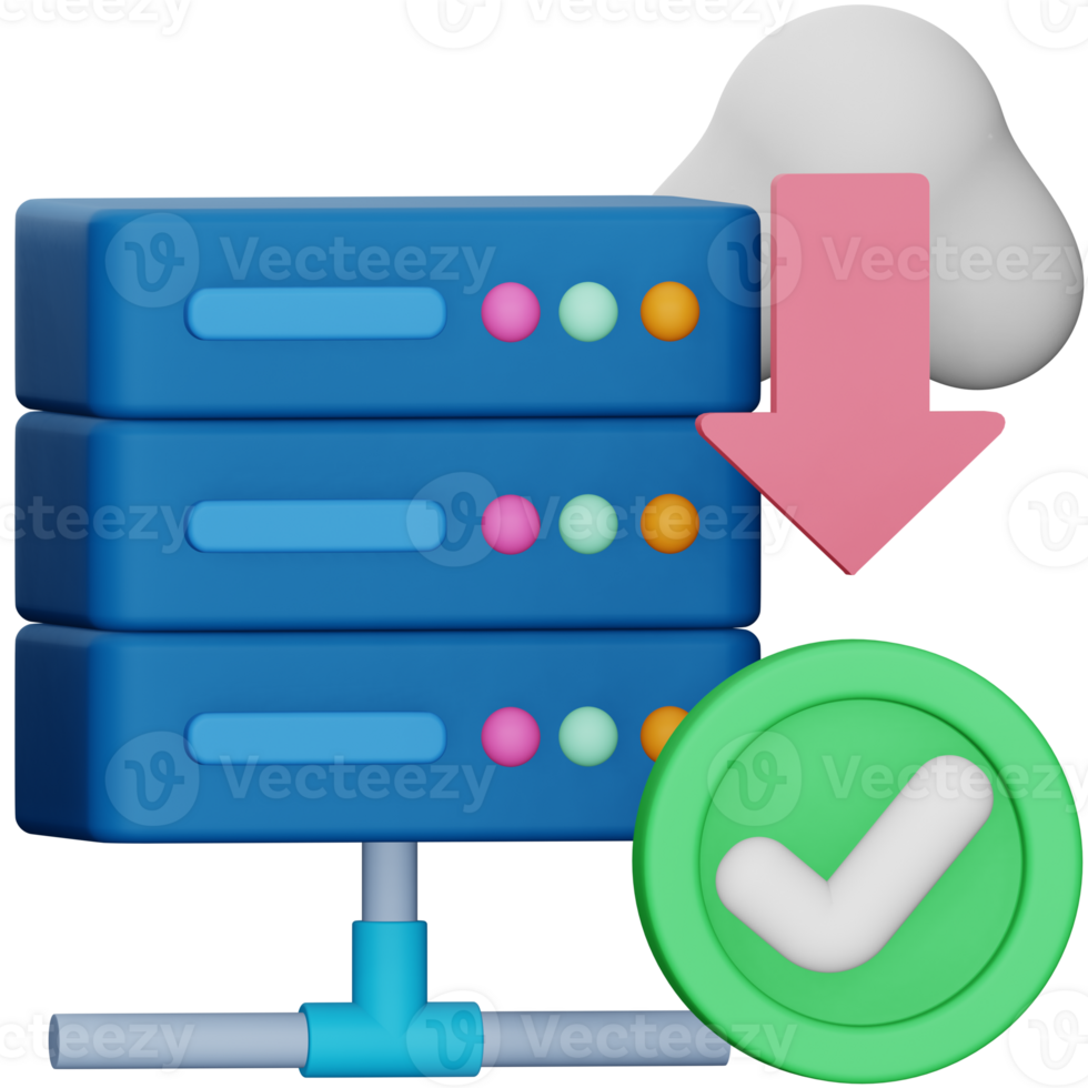 Server data download 3d rendering isometric icon. png